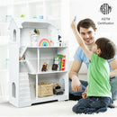 Kids Wooden Dollhouse Bookshelf with Anti-Tip Design and Storage Space