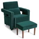 Modern Berber Fleece Single Sofa Chair with Ottoman and Waist Pillow by LJGDeals