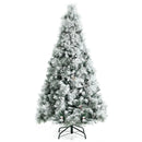 6 Feet Snow Flocked Christmas Tree with Pine Cone and Red Berries by LJGDeals