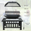 32 Inch 3 in 1 Outdoor Square Fire Pit Table with BBQ Grill and Rain Cover for Camping by LJGDeals