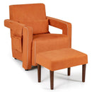 Modern Berber Fleece Single Sofa Chair with Ottoman and Waist Pillow by LJGDeals