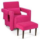 Modern Berber Fleece Single Sofa Chair with Ottoman and Waist Pillow by LJGDeals