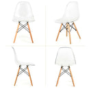 Set of 4 Dining Chairs Modern Plastic Shell Side Chair with Clear Seat and Wood Legs-Natural by LJGDeals