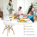 Set of 4 Dining Chairs Modern Plastic Shell Side Chair with Clear Seat and Wood Legs-Natural by LJGDeals