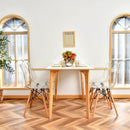 Set of 4 Dining Chairs Modern Plastic Shell Side Chair with Clear Seat and Wood Legs-Natural by LJGDeals