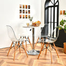 Set of 4 Dining Chairs Modern Plastic Shell Side Chair with Clear Seat and Wood Legs-Natural by DirectDeals