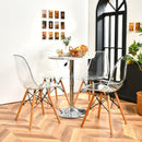 Set of 4 Dining Chairs Modern Plastic Shell Side Chair with Clear Seat and Wood Legs-Natural by LJGDeals