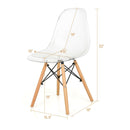 Set of 4 Dining Chairs Modern Plastic Shell Side Chair with Clear Seat and Wood Legs-Natural by DirectDeals