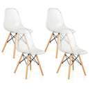 Set of 4 Dining Chairs Modern Plastic Shell Side Chair with Clear Seat and Wood Legs-Natural by DirectDeals