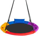 40 inch Saucer Tree Outdoor Round Platform Swing with Pillow and Handle-Multicolor by LJGDeals
