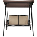 2-Person Patio Swing with Adjustable Canopy and 2 Storage Pocket-Brown by LJGDeals