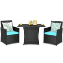 3 Pieces Patio Rattan Furniture Set with Cushion and Sofa Armrest by LJGDeals