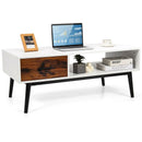 Rectangular Wooden Coffee Table with Drawer and Open Storage Shelf by LJGDeals