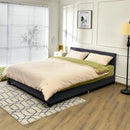 Full Upholstered Platform Bed Frame with Headboard Wood Slat by LJGDeals