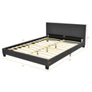 Full Upholstered Platform Bed Frame with Headboard Wood Slat by DirectDeals