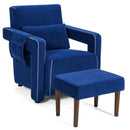 Modern Berber Fleece Single Sofa Chair with Ottoman and Waist Pillow by LJGDeals