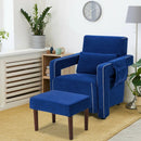 Modern Berber Fleece Single Sofa Chair with Ottoman and Waist Pillow by LJGDeals
