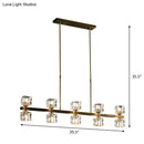 GobekUsa Ice Cube Crystal Pendant Light - Minimalist Gold Dining Room Island Lamp (5/10 Heads)