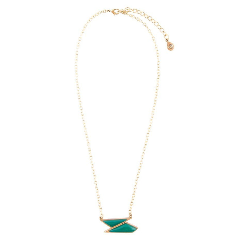 Ice Green Onyx and Golden Bronze Pendant Necklace