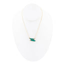 Ice Green Onyx and Golden Bronze Pendant Necklace