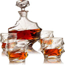 Wine and Whiskey Mountain Decanter, 4 Glasses and Wood Tray 750 ML