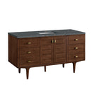 James Martin Amberly 60" Dual Mount Single Bathroom Vanity, Mid-Century Walnut