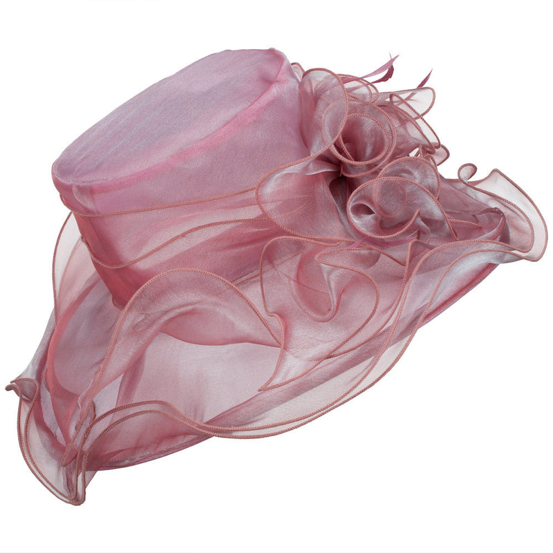 Iridescent Polyester Roses Organza Hat