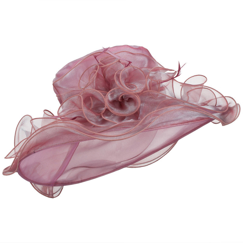 Iridescent Polyester Roses Organza Hat
