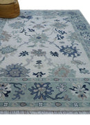 Idris Custom Made Modern Oushak Light Silver And Ivory Wool Area Rug by The Rug Decor