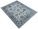 Idris Custom Made Modern Oushak Light Silver And Ivory Wool Area Rug by The Rug Decor