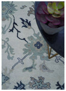 Idris Custom Made Modern Oushak Light Silver And Ivory Wool Area Rug by The Rug Decor