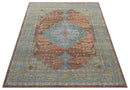 Idris Custom Made Peach, Rust And Beige Turkish Design Hand Knotted Wool Rug