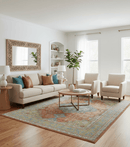 Idris Custom Made Peach, Rust And Beige Turkish Design Hand Knotted Wool Rug