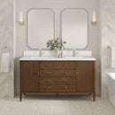 James Martin Myrrin 60" Double Bathroom Vanity, Mid-Century Walnut