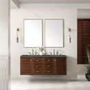 James Martin Amberly 60" Dual Mount Double Bathroom Vanity, Mid-Century Walnut