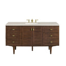 James Martin Amberly 60" Dual Mount Single Bathroom Vanity, Mid-Century Walnut