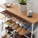 Rolling Five-Tier Shoe Rack (34.25" H)  - Steel + Wood