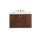 James Martin Amberly 36" Dual Mount Single Bathroom Vanity, Mid-Century Walnut