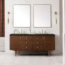 James Martin Amberly 72" Dual Mount Double Bathroom Vanity, Mid-Century Walnut