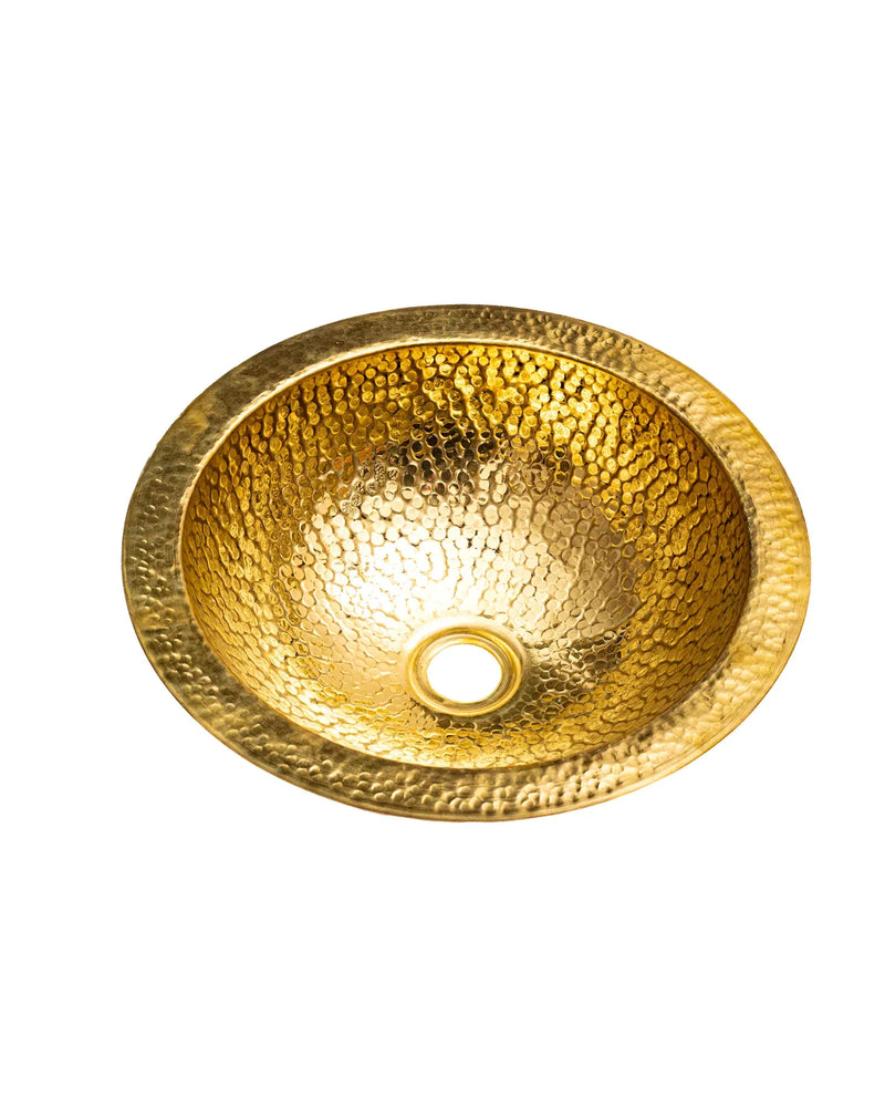 Handcrafted Hammered Unlacquered Brass Bar Sink Drop In