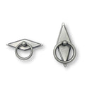 Rhombus "Ella" Antique Silver Ring Drawer Pulls with Backplate