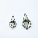 Rhombus "Ella" Antique Silver Ring Drawer Pulls with Backplate