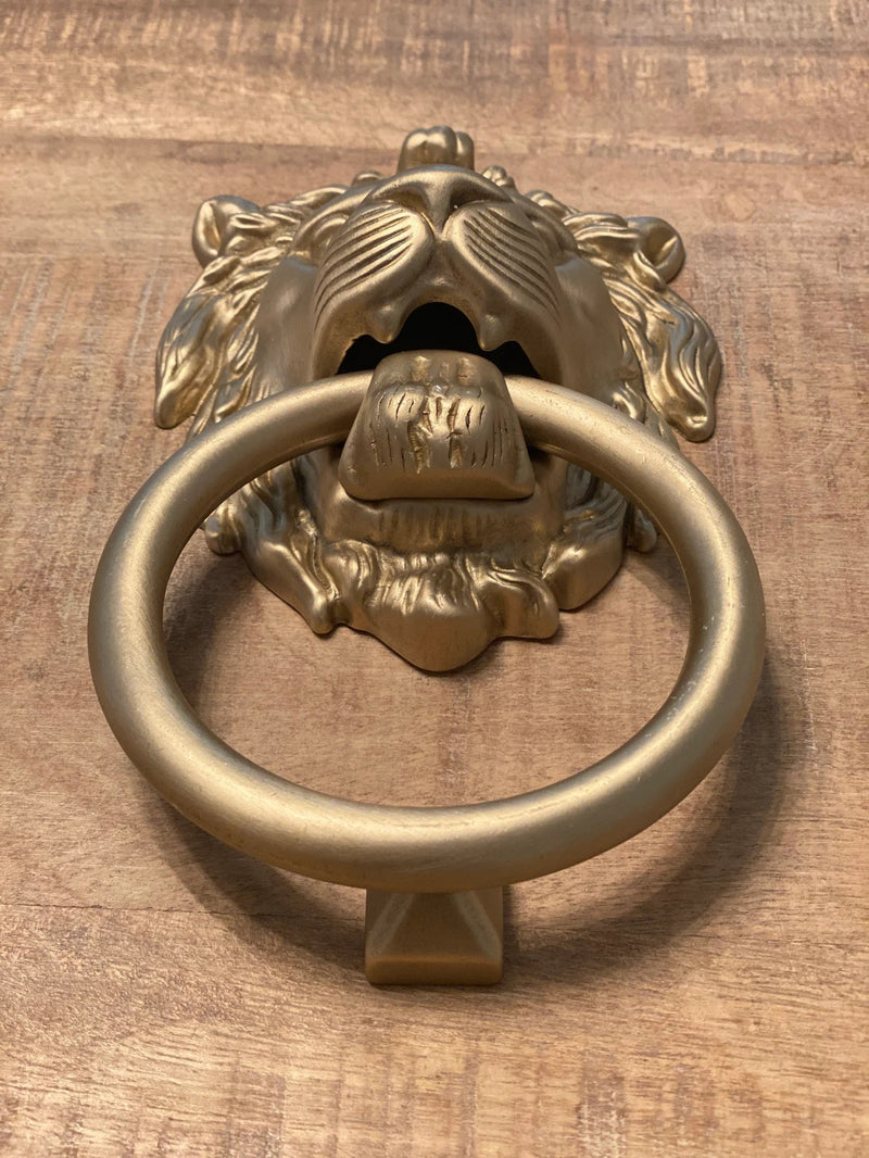 Satin Gold Lionhead Door Knocker, photo 4 of 7