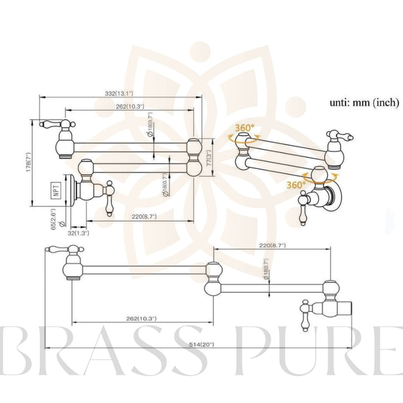 Unlacquered Brass Pot Filler