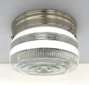 RETRO 1960's Antique DRUM Flush Mount Ceiling Light Brushed Nickel by The Lamp Goods