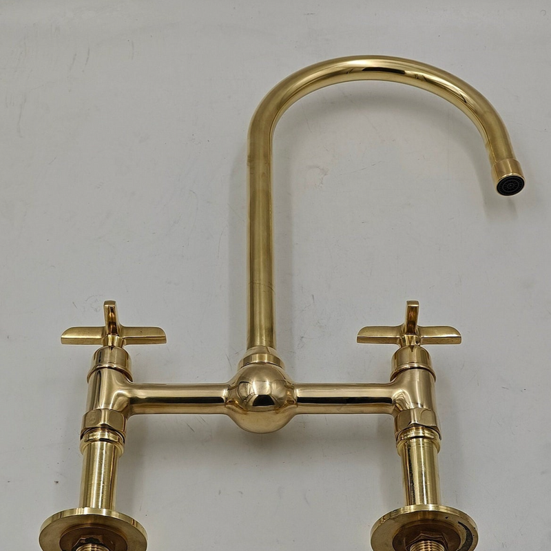 Unlacquered Brass Ball Center Kitchen Faucet