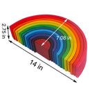 12-Piece Large Wooden Rainbow Stacking Blocks – Primary Colors | Pine or Linden Wood Options