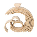 12 Pcs Pine Wood Natural Wooden Large Rainbow Stacking Blocks