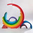 12-Piece Large Wooden Rainbow Stacking Blocks – Primary Colors | Pine or Linden Wood Options