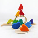 10-Piece Stained Wooden Rainbow Heart Stacking Puzzle Blocks